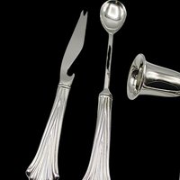Vintage Silver Plate Bar Tool Set, Double Jigger, Cocktail Spoon, Garnishment Knive, Cork Screw, Barware for Home Bartender