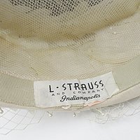 Ladies Vintage Hat Dressy, Faux Pearls, Sequins and Netting, Creamy White, Pillbox Style, Wedding Hat, L Strauss