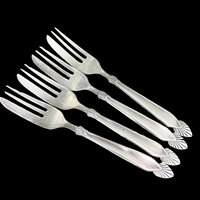 Pastry Forks Art Deco Design, Set of 4, Dessert or Pie Forks, Angora Silver Plate, Elegant Dining