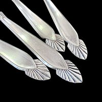 Pastry Forks Art Deco Design, Set of 4, Dessert or Pie Forks, Angora Silver Plate, Elegant Dining