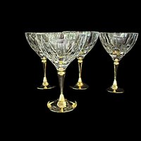 Morgan Gold Plated Crystal Stemware, Champagne or Martini Glasses, Set of 4, Rare,  Wedding Gift, Gold Stemware, Made in Hong Kong