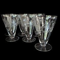 Fostoria Pagoda Tumblers Set of 6, Etched Crystal Stemware, Replacement Fostoria Pagoda, Juice or Drink Glasses, Excellent Condition