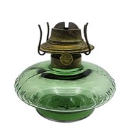 Oil Hurricane Lamp Base Green Glass, Dorset Thomaston, CT P&A Oil Lamp Base, Vivid Green, Hardware Functions Perfectly, Made in USA