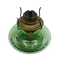 Oil Hurricane Lamp Base Green Glass, Dorset Thomaston, CT P&A Oil Lamp Base, Vivid Green, Hardware Functions Perfectly, Made in USA