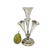 Silver Plate Epergne French Country, Tarnished and Distressed, Flower Holder, Elegant Shabby Decor