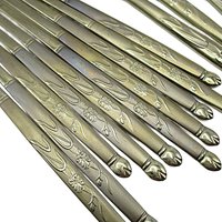 Stainless Steel Chopsticks Stirrers Long Spoons, 18/10 Kum Ling, Golden Floral Pattern, Set of 10 Chopsticks, 5 Spoons