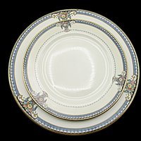 Rosenthal Salad and Bread Plate Sets, Gladmere, Your Choice, Florals with Dark Blue Borders, Made in Bavaria Germany