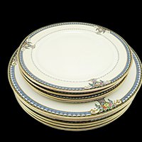 Rosenthal Salad and Bread Plate Sets, Gladmere, Your Choice, Florals with Dark Blue Borders, Made in Bavaria Germany