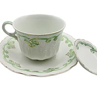Johnson Bros Rolland Butter Pat and Cup and Saucer Set,  Green Pattern, Green Irish Look, Other Piece Types Available, Made in England