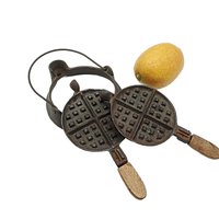 Wagner Cast Iron Waffle Maker, Toy Waffle Iron, Sidney Ohio, Wooden Handle, Wagner Toy Cooking Pans Utensils, Primitive Kitchen Decor