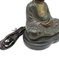 Buddha Table Lamp, Mid Century, Dark Tones and Gold, Small Accent Lamp