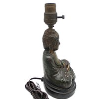 Buddha Table Lamp, Mid Century, Dark Tones and Gold, Small Accent Lamp