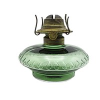 Oil Hurricane Lamp Base Green Glass, Dorset Thomaston, CT P&A Oil Lamp Base, Vivid Green, Hardware Functions Perfectly, Made in USA