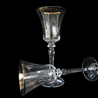 Mikasa Jamestown Water Goblets, Clear with Gold Trim, Original Stickers, Excellent Condition, Set of 2
