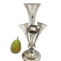 Silver Plate Epergne French Country, Tarnished and Distressed, Flower Holder, Elegant Shabby Decor