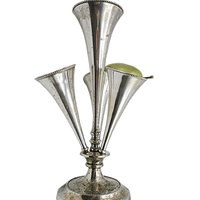 Silver Plate Epergne French Country, Tarnished and Distressed, Flower Holder, Elegant Shabby Decor
