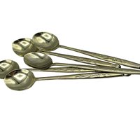 Stainless Steel Chopsticks Stirrers Long Spoons, 18/10 Kum Ling, Golden Floral Pattern, Set of 10 Chopsticks, 5 Spoons