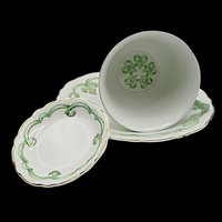 Johnson Bros Rolland Butter Pat and Cup and Saucer Set,  Green Pattern, Green Irish Look, Other Piece Types Available, Made in England