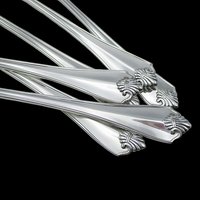 King James Silver Plate 6 Ice Tea Spoons, Oneida, Silverware Flatware Replacement Pieces, Excellent Condition