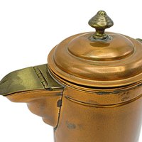 Copper Coffee Pot, Brass Handle, French Country, Shabby English, Farmhouse Decor, Copper Kitchen Decor, 9 Inch