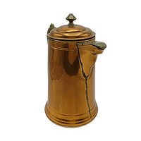 Copper Coffee Pot, Brass Handle, French Country, Shabby English, Farmhouse Decor, Copper Kitchen Decor, 9 Inch