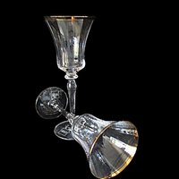Mikasa Jamestown Water Goblets, Clear with Gold Trim, Original Stickers, Excellent Condition, Set of 2
