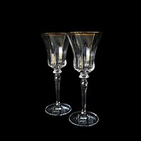 Mikasa Jamestown Water Goblets, Clear with Gold Trim, Original Stickers, Excellent Condition, Set of 2