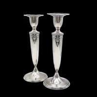 Antique Wallace Dorothy Q Candle Holders, Set of 2, Silverplate, 9 Inch, 6684N, Wedding or Anniversary Gift