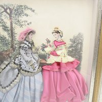 La Mode Illustree Fabric 3-D French Fashion Illustration, Shadowbox, Set of 2, French Fashion Wall Decor