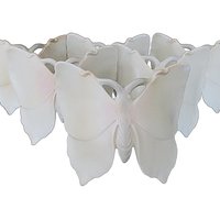 Fitz Floyd Butterfly Napkin Rings, 1982, Bisque Finish, Natural Tone Glazes, Large, Excellent Condition, Set of 6