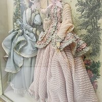 La Mode Illustree Fabric 3-D French Fashion Illustration, Shadowbox, Set of 2, French Fashion Wall Decor