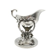 Silver Plate Gravy Boat with Stand and Warming Tray, Removable Gravyboat, Elegant Formal Dining, Tablescaping, Ornate Design, Wedding Gift