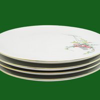 German Dinner Plates, Set of 4, Eschenbach Germany, Floral Hanging Baskets, Easter or Spring Tablescaping