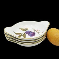 Royal Worcester Evesham Gold, Set of 4, Eared Round Egg Dish 5 Inch Diameter, Grapes and Leaves, Oven to Table, Tablescaping