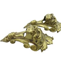 Brass Lion Head Furniture or Mantle Hardware, Decorative Wall Pieces, Corner Pieces, Furniture Enhancements, Set of 2, Multiples Available