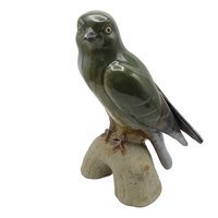 Large Bird Statue Made in Italy, Deep Green Glaze, Mid Century, Gift for Bird Lover