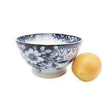 Luneville Flow Blue Bowl, Antique Faience Pottery, Blue White Dish, Gold Highlights, Made in France