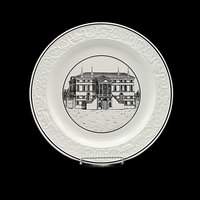 Mottahedeh Dinner Plate, Neoclassical Architectural Building, 10 Inch, Black on White, Made in Italy