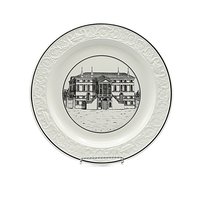 Mottahedeh Dinner Plate, Neoclassical Architectural Building, 10 Inch, Black on White, Made in Italy