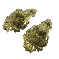 Brass Lion Head Furniture or Mantle Hardware, Decorative Wall Pieces, Corner Pieces, Furniture Enhancements, Set of 2, Multiples Available