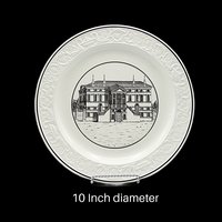 Mottahedeh Dinner Plate, Neoclassical Architectural Building, 10 Inch, Black on White, Made in Italy