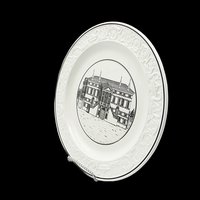 Mottahedeh Dinner Plate, Neoclassical Architectural Building, 10 Inch, Black on White, Made in Italy