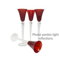 Red Cordials or Liquor Glasses, Long Stemmed, Spiral Stem, Elegant Romantic Barware, Gift for Valentines Day, Excellent Condition, Set of 4