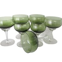 Green Champagne and Cordial Glasses, Celebrity Stemware, Wedding Gift, Gift for Wine Lovers, Toasting Glasses, Set of 7