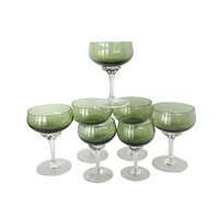 Green Champagne and Cordial Glasses, Celebrity Stemware, Wedding Gift, Gift for Wine Lovers, Toasting Glasses, Set of 7