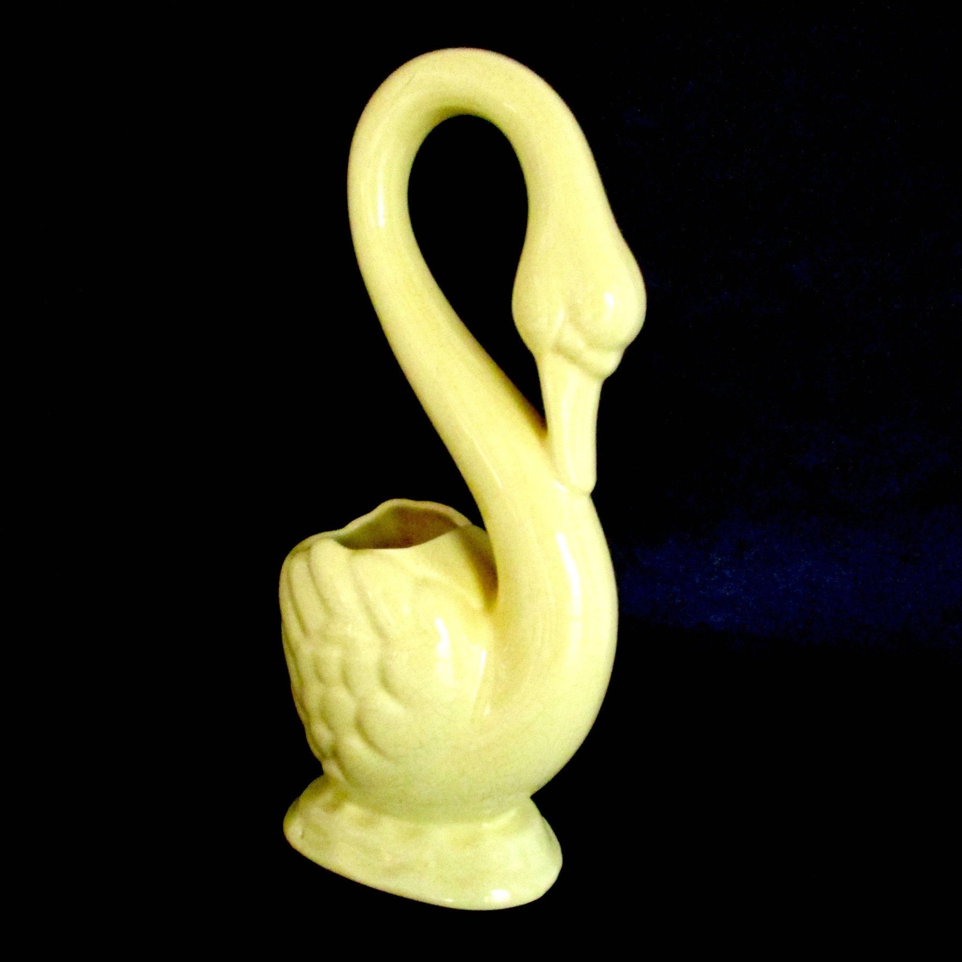 Mid Century Swan Planter, Large and Tall, Yellow Pottery, Graceful Bird Planter, Swan Statue, Yellow Planter, Vintage Gifts, Make Offer