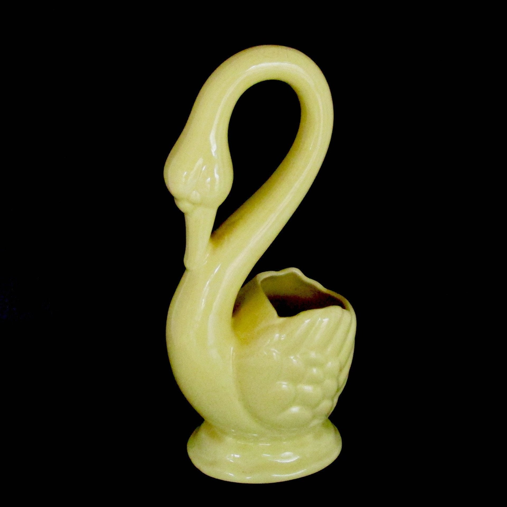 Mid Century Swan Planter, Large and Tall, Yellow Pottery, Graceful Bird Planter, Swan Statue, Yellow Planter, Vintage Gifts, Make Offer