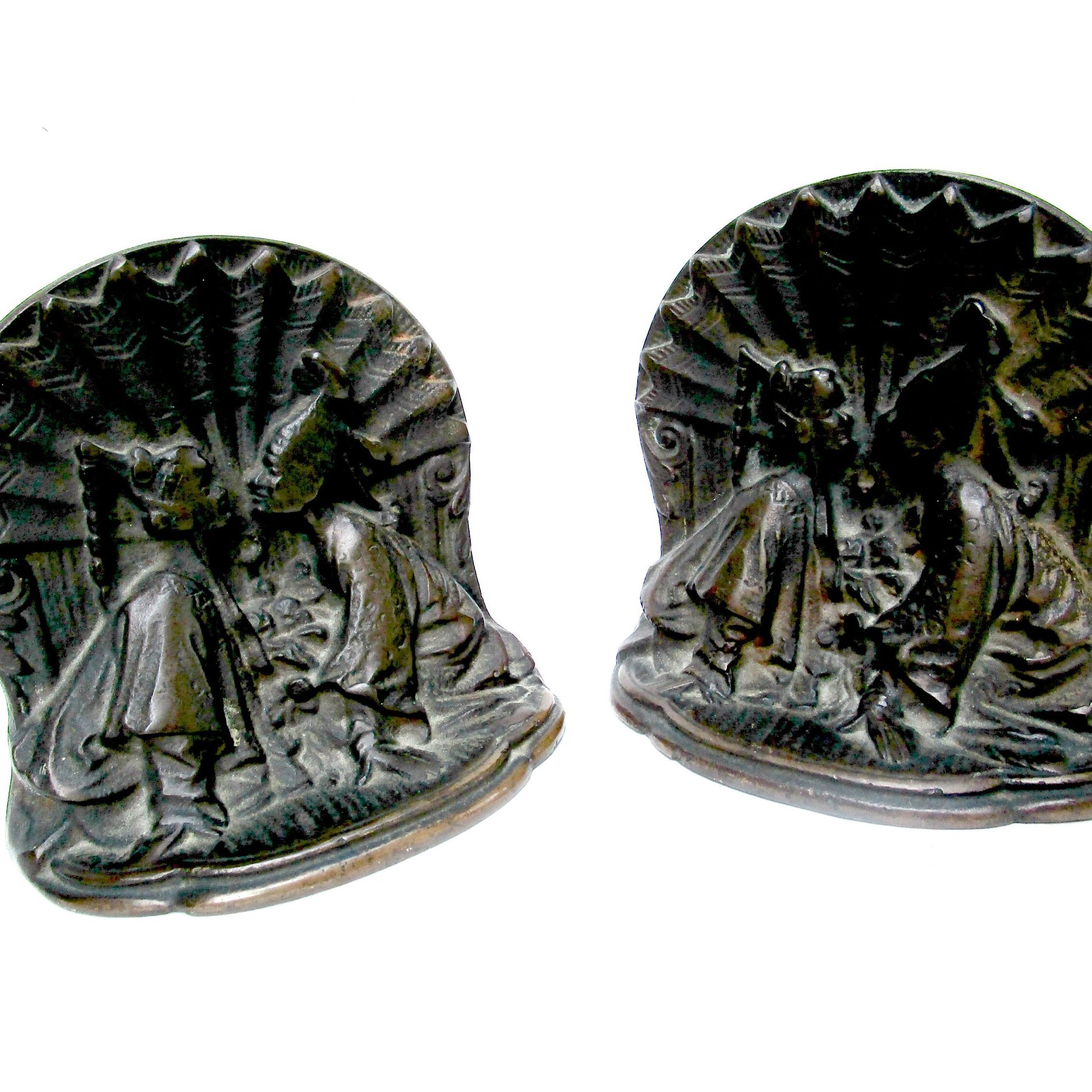 Bookends for Asian Decor, Heavy Cast Metal, Siam Couple Kissing, Thai Design, Great Gift for Book Lover, 1920s, Vintage Gifts, Make Offer