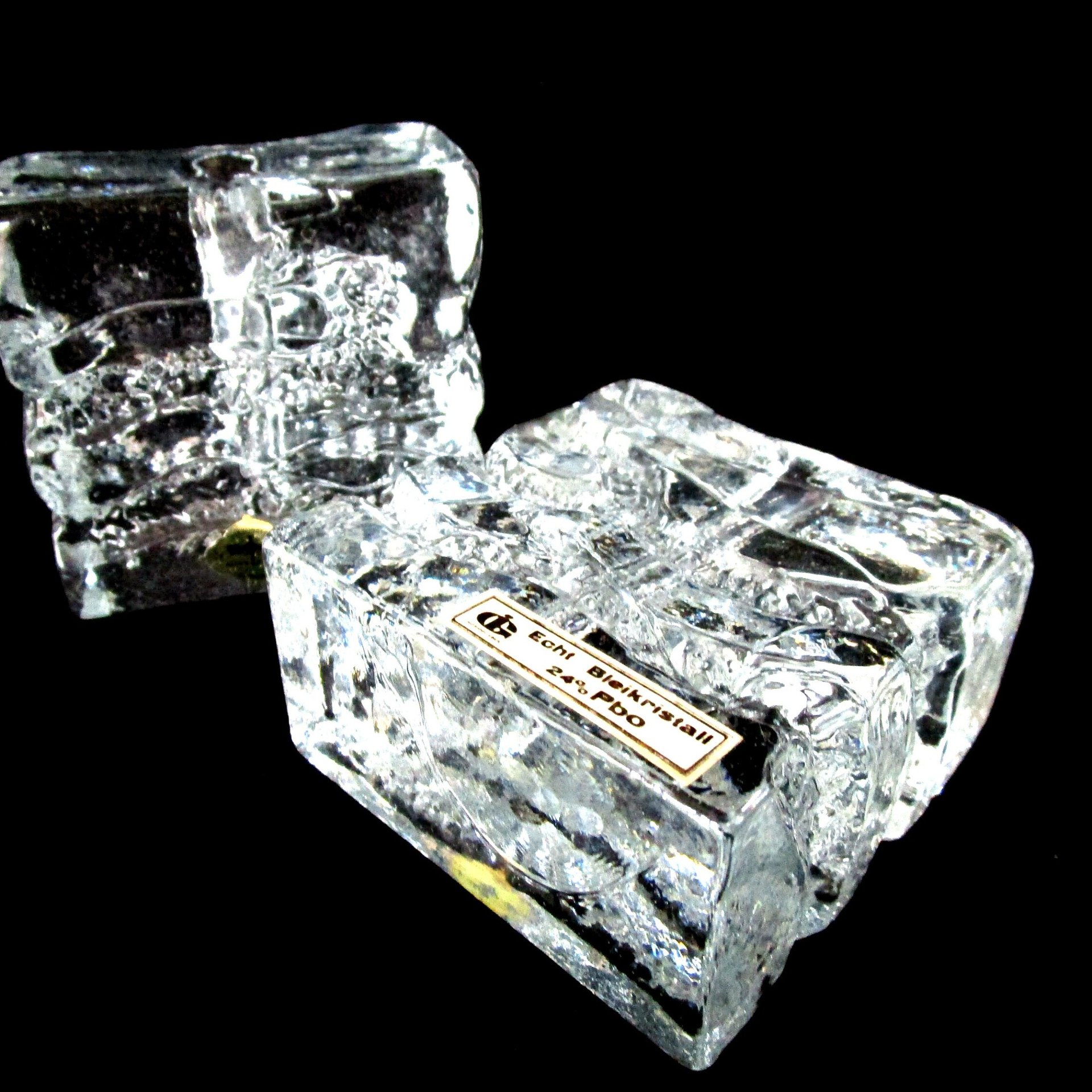 Candle Holders, Kisslinger Rattenberg, Heavy Crystal Candle Holders, Ice Block, Bavarian Crystal, Wedding Gift