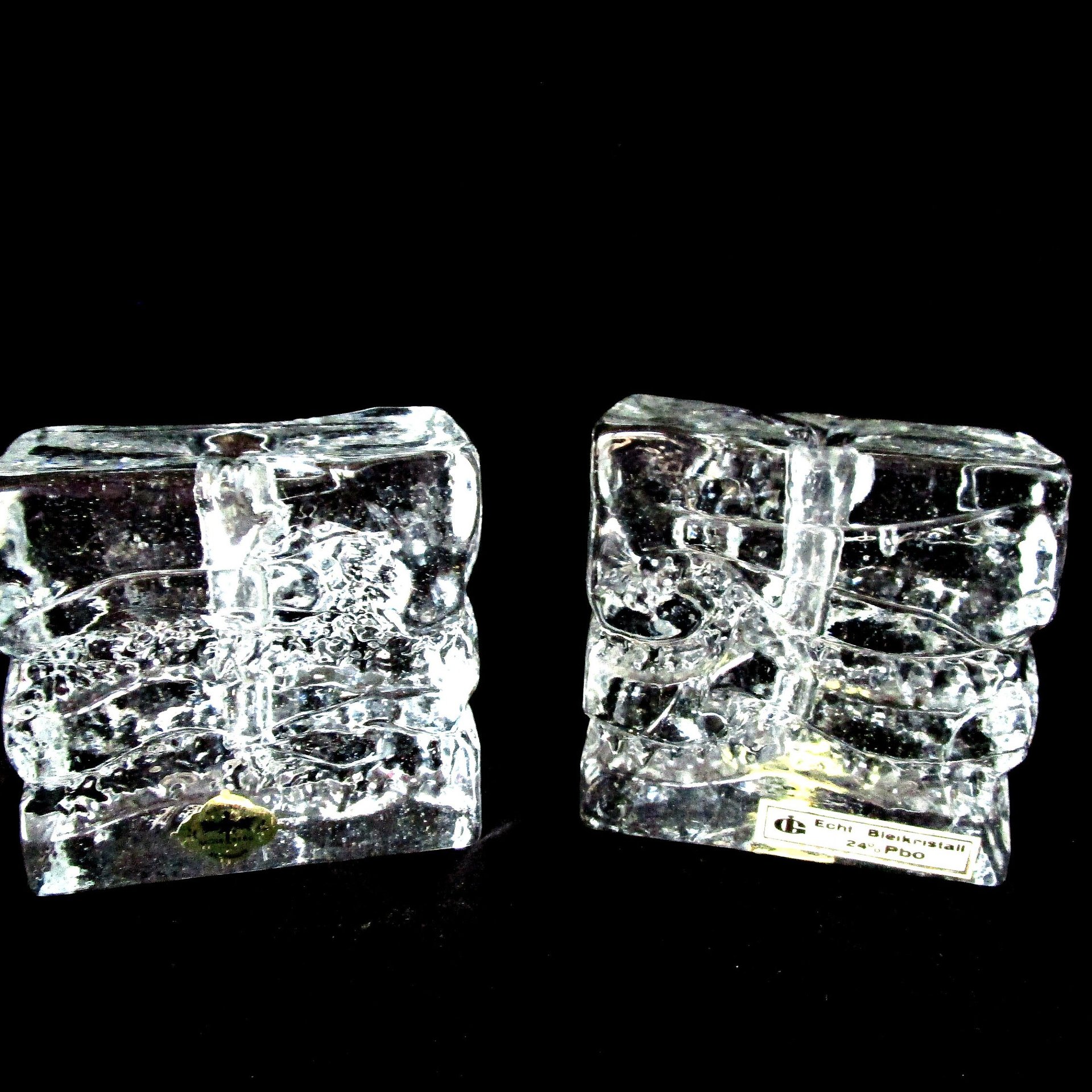 Candle Holders, Kisslinger Rattenberg, Heavy Crystal Candle Holders, Ice Block, Bavarian Crystal, Wedding Gift